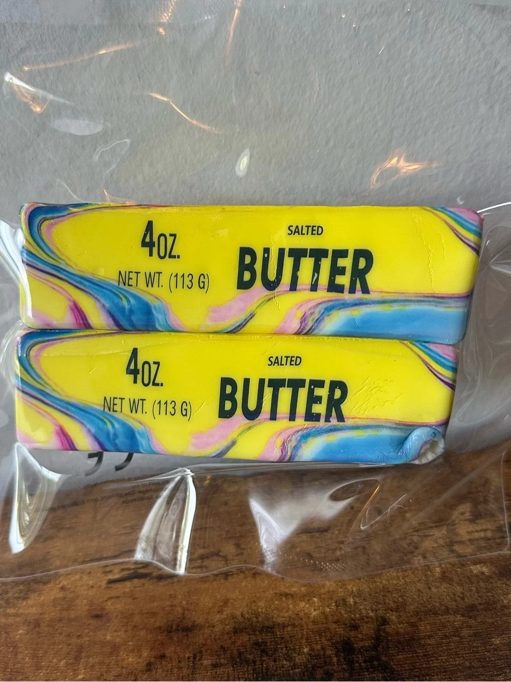 2 Pack Butter Squishy Toy Slow Rising Squish Marble-Print Yellow, Blue, Pink NWT